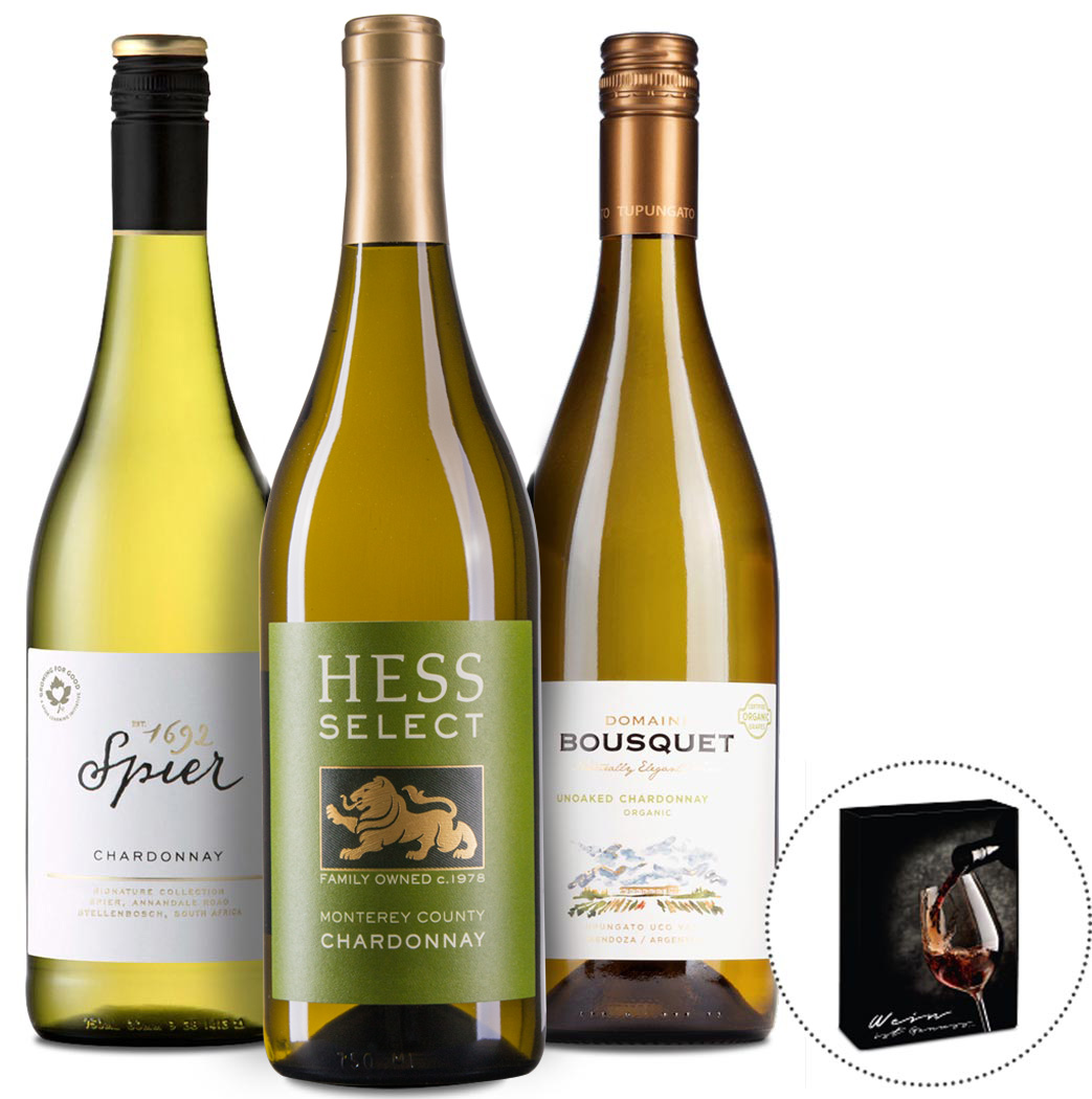 3er Wein-Geschenkbox Chardonnay „Neue Welt“