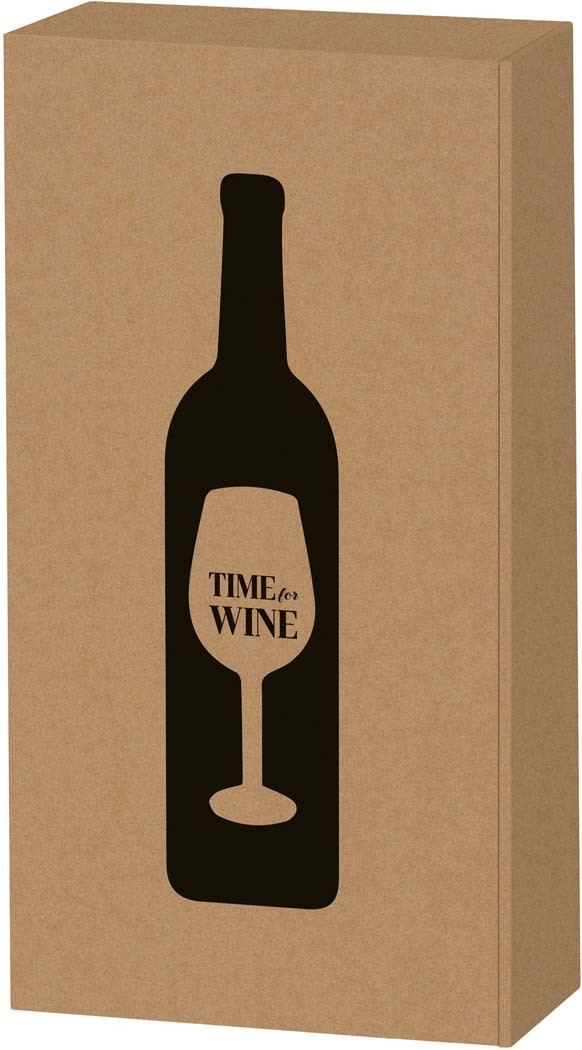 2er Geschenkkarton Kraftpapier "Time for Wine"