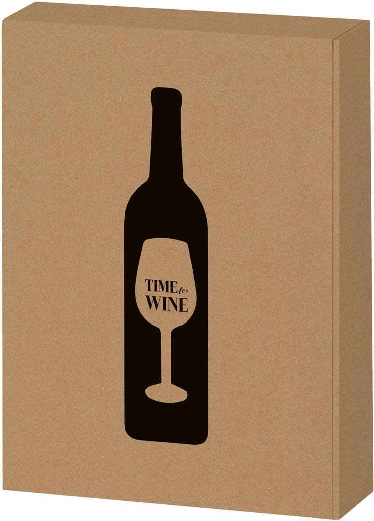 3er Geschenkkarton Kraftpapier "Time for Wine"