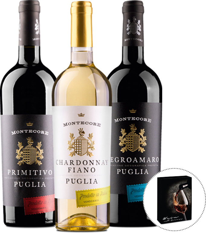 3er Wein-Geschenkbox Montecore Puglia